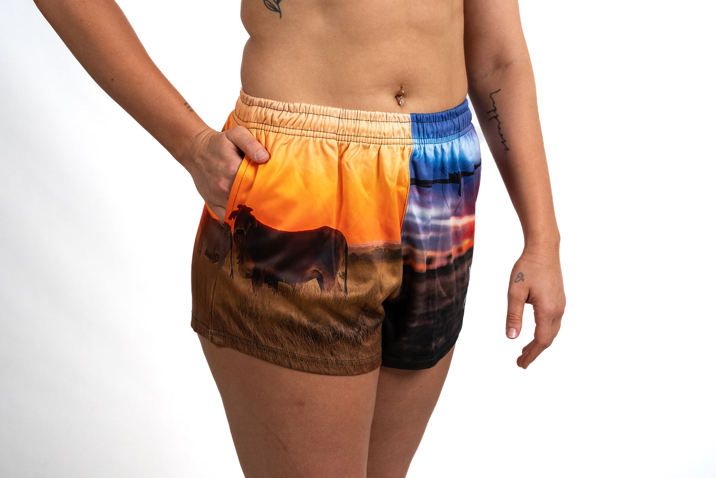 Barb Wire Footy Shorts (With Pockets)