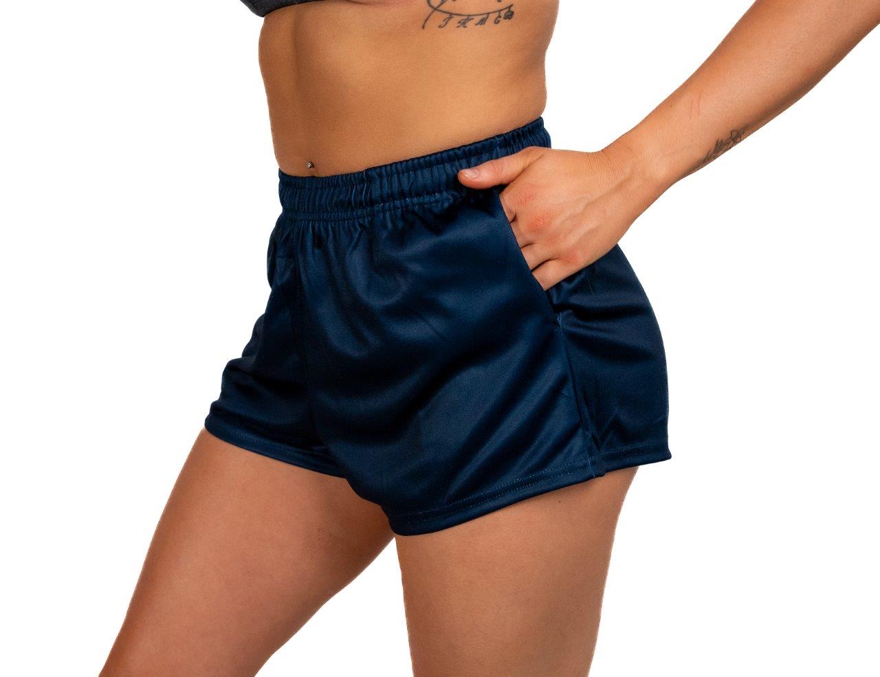 Plain Navy - Footy Shorts (With Pockets)