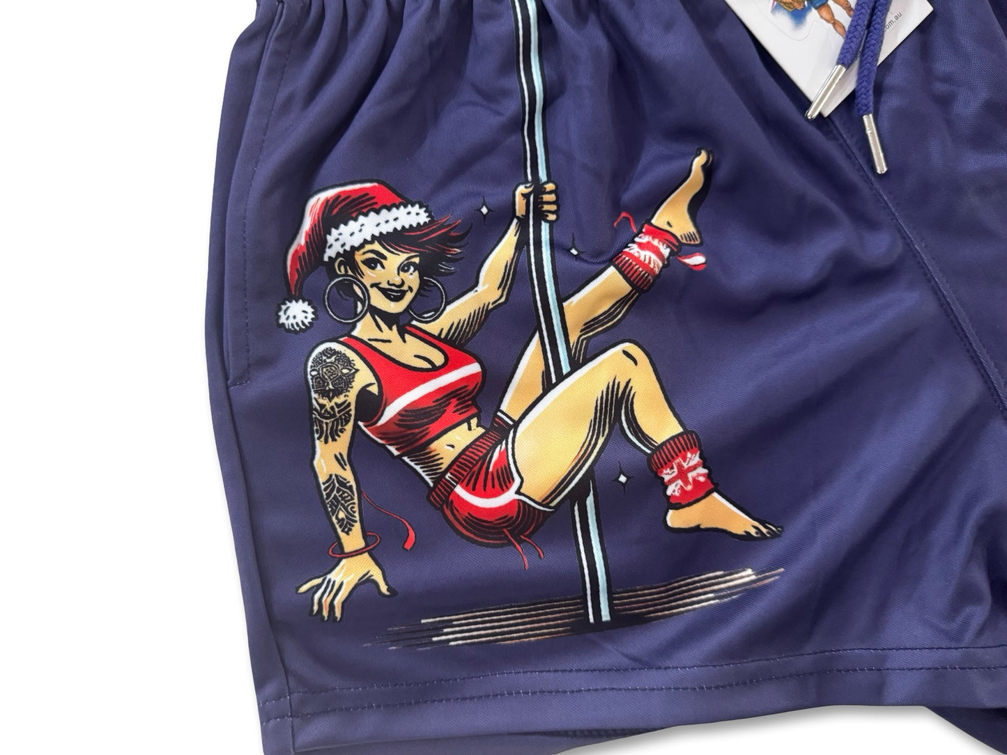 Naughty List | Santa Footy Shorts (With Pockets)