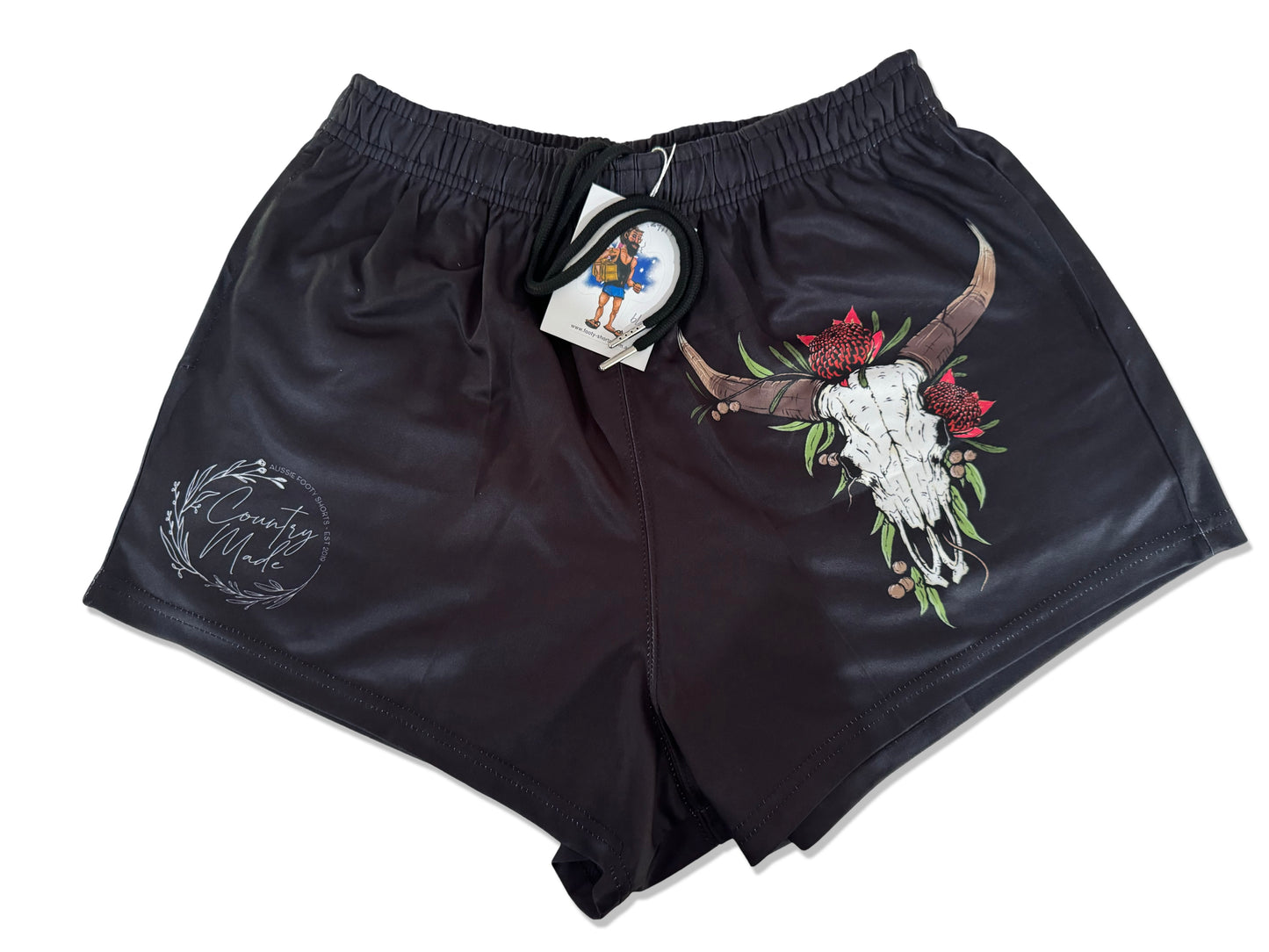 🔥NEW🔥 Floral Bull Skull Footy Shorts (With Pockets)
