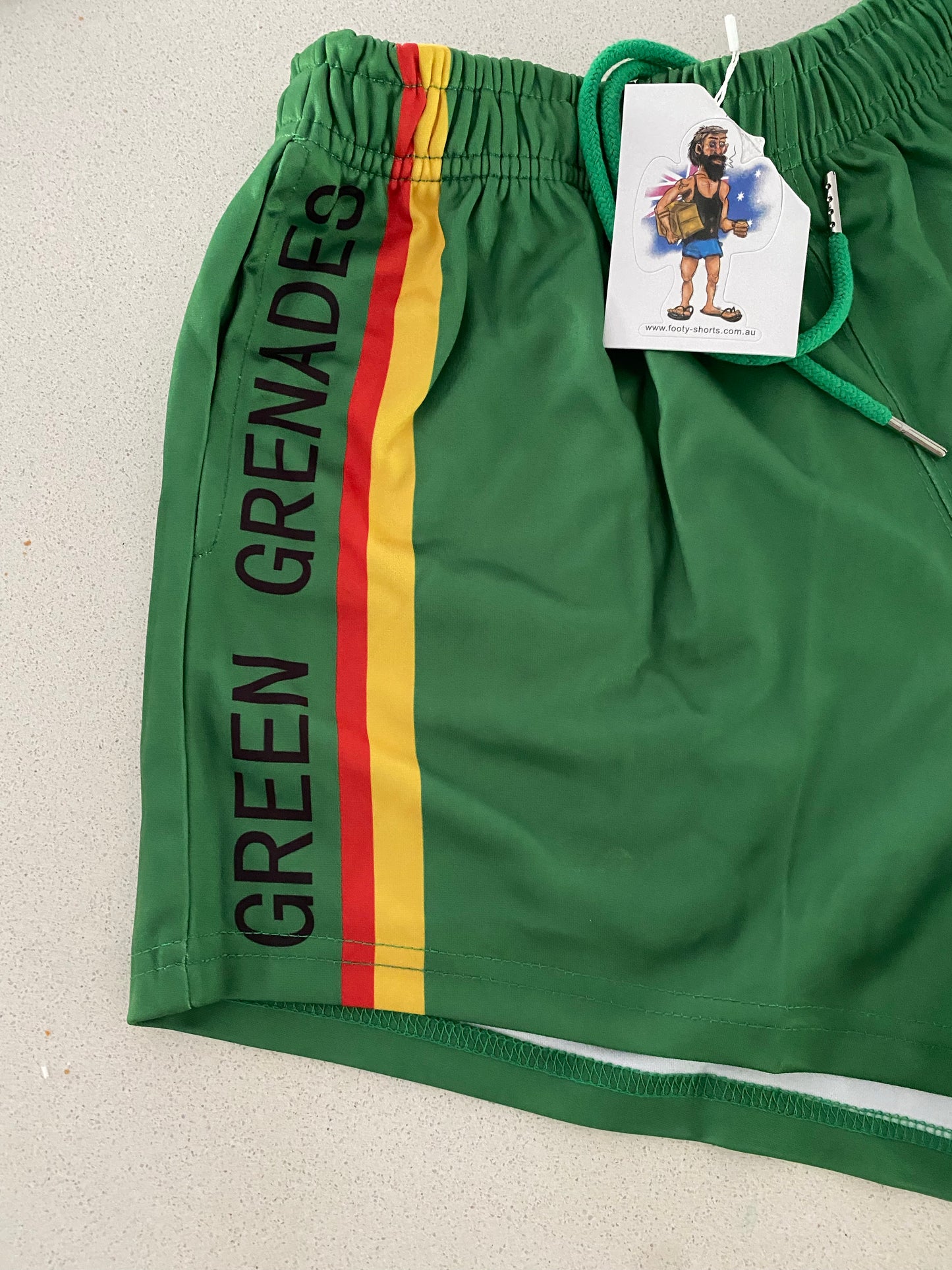 "GREEN GRENADES" Footy Shorts (With Pockets)