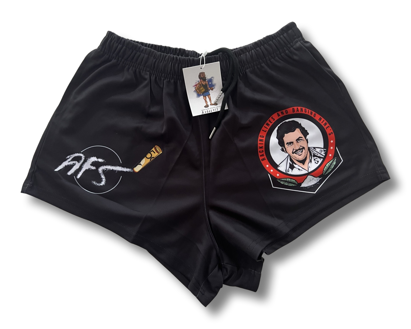 Racking Lines and Banging Nines – Pablo Footy Shorts (With Pockets)