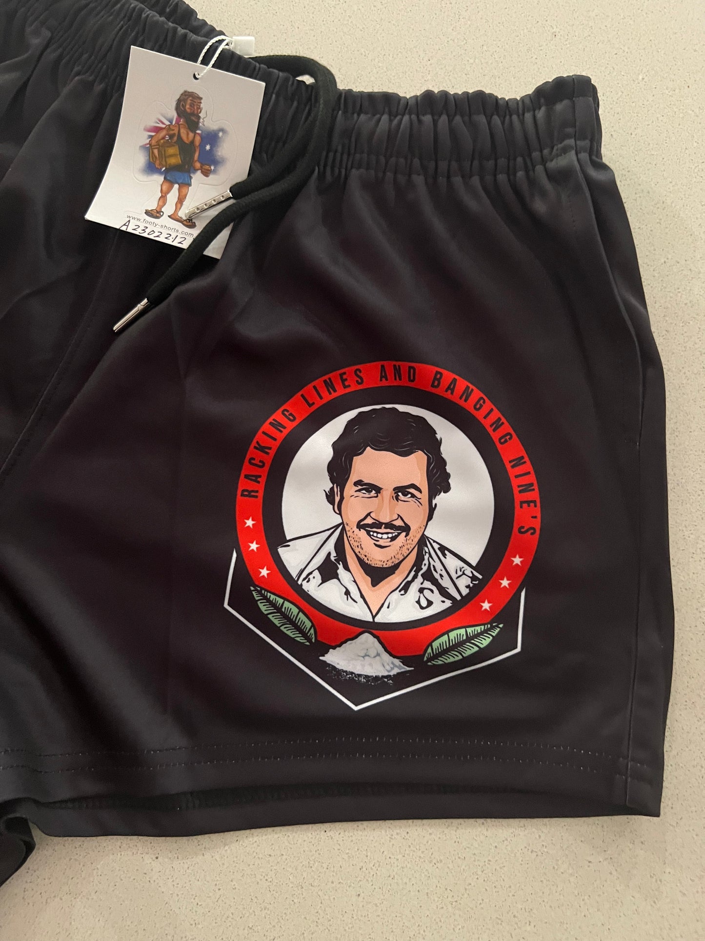 Racking Lines and Banging Nines – Pablo Footy Shorts (With Pockets)